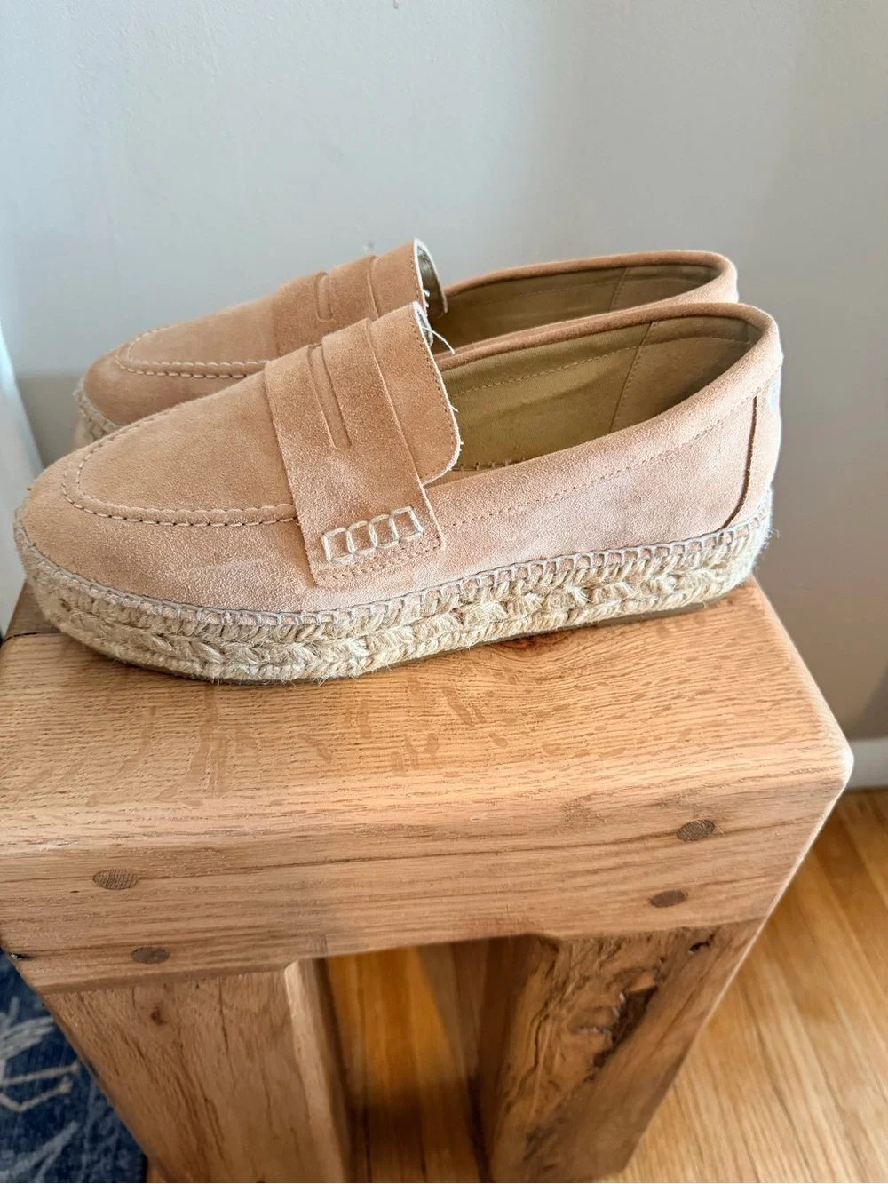 Women's Suede Espadrille Loafers in Tan